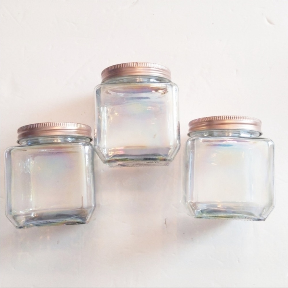 New Iridescent glass mason jar organization 3 set pack Anthropologie